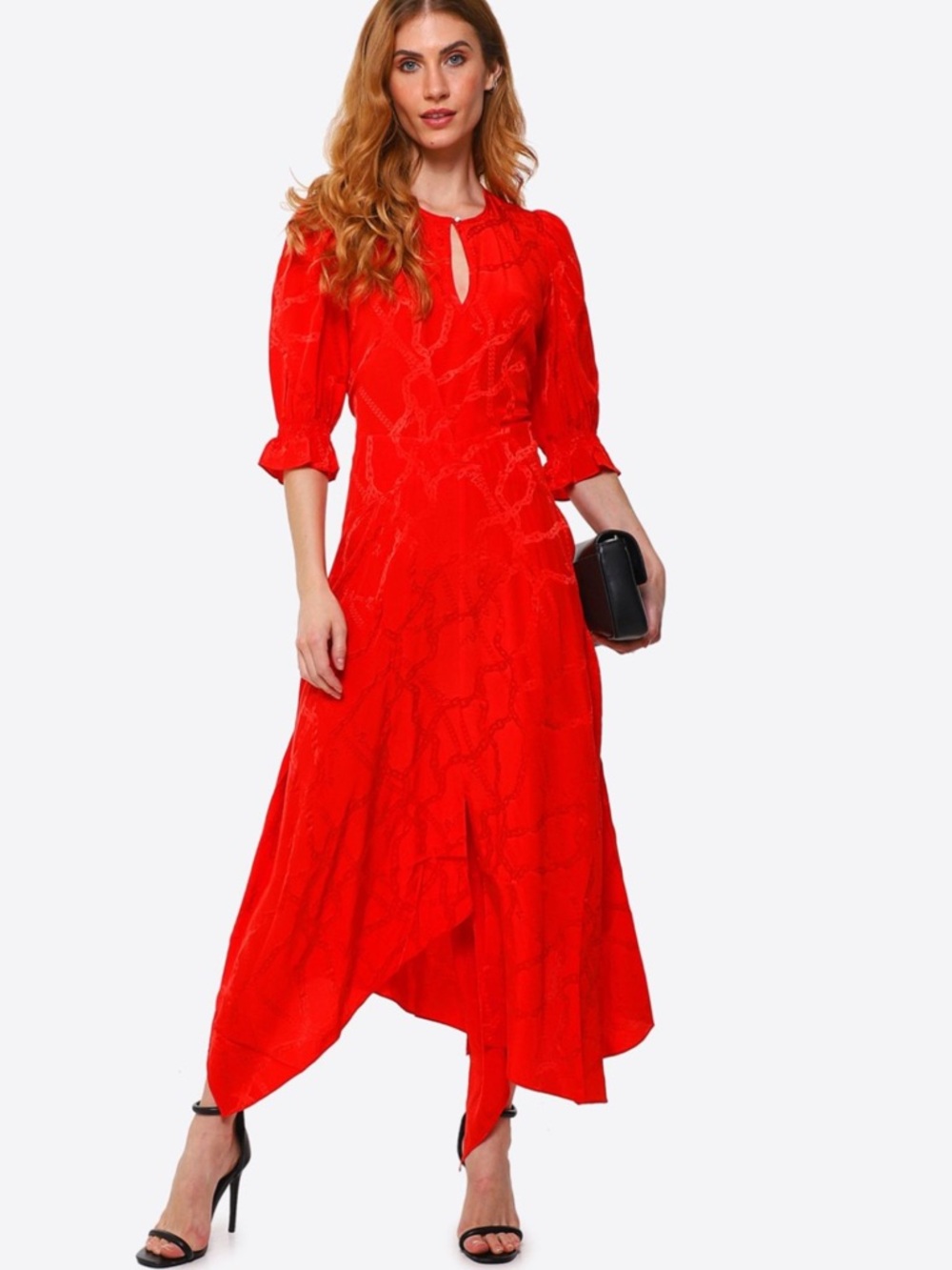 Zadig & Voltaire SILK Ranage Jac Chaines Asymmetrical Midi Dress NWT $998